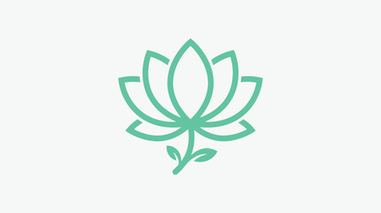 Lotus flower flat icon design viewed from directly above showcasing elegance and serenity in a simple illustration