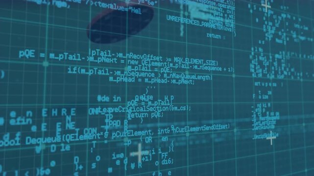 Animation of data processing over casino chips and grid