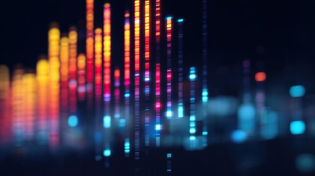 AI data visualization in simple modern style, wide shot tech background suitable for commercial use, clean and sleek visual with no text or logo, professional and futuristic aesthetic
