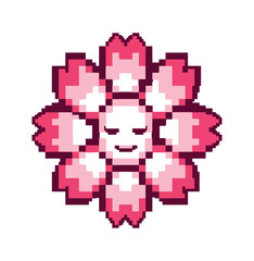 Fototapeta premium Pixelated flower graphic on black background