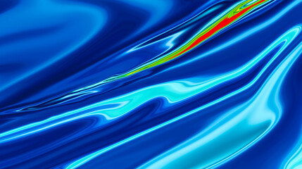 A vibrant abstract image of blue waves with a colorful streak © AliHasan