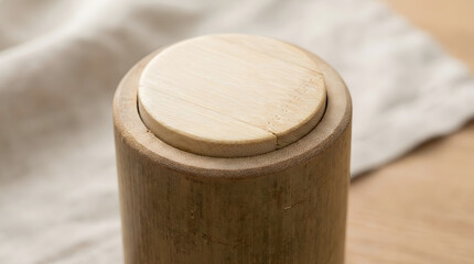 Eco-friendly Bamboo Packaging Highlighting Sustainable Product Design on Wooden Surface