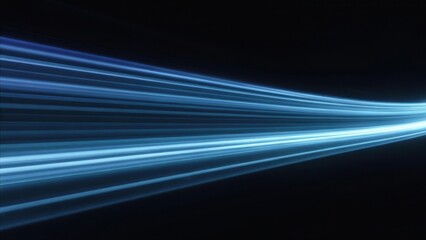 Fototapeta premium Dynamic blue streaks blaze across a black void