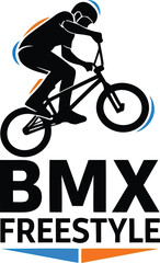 BMX Freestyle Silhouette Logo with Cyclist Performing Stunt for Extreme Sports Branding © SAIF820