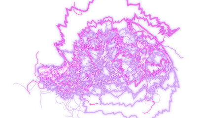 Fototapeta premium PNG image of&nbsp;Intense burst of chaotic bright magenta and violet electric energy discharge crackling with raw power on transparent background
