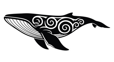 Obraz premium Black and white orca with tribal design on white background