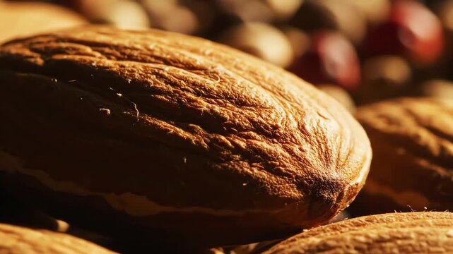 Macro Close-up of Almond Skin Texture with Raking Light