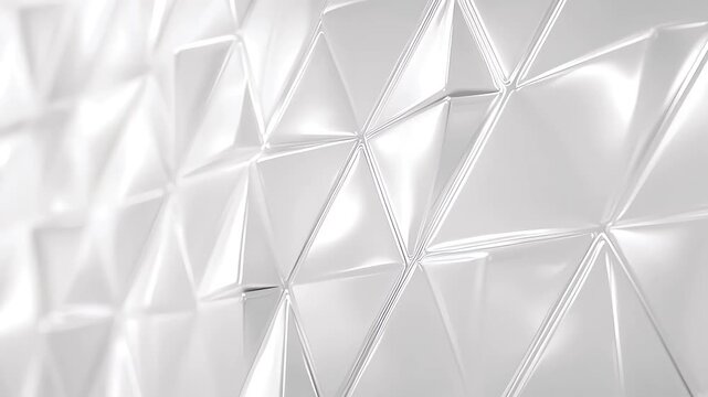 White geometric pattern with triangular shapes and reflective surface.