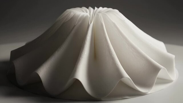 Abstract white fabric draped in soft light, creating a flowing, sculptural form