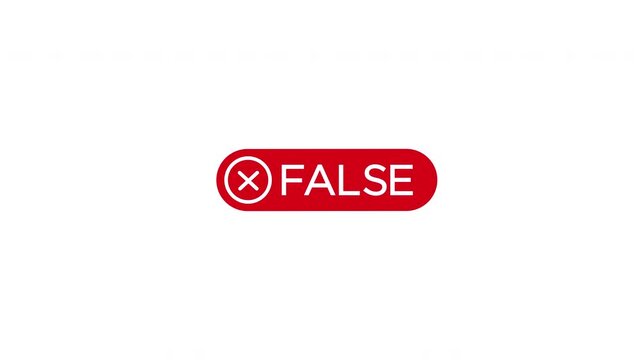 animation wrong sign with false text on transparent background