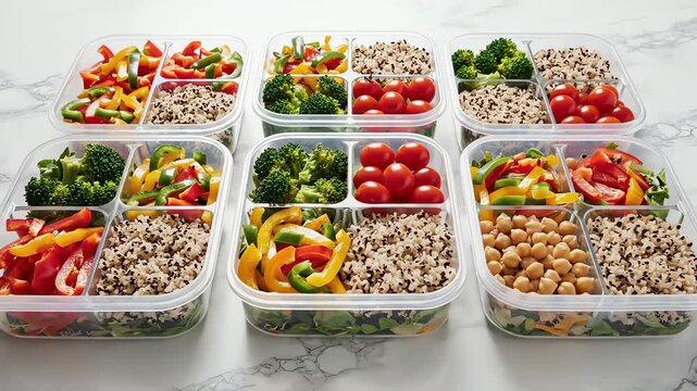 Meal Prep Containers Filled With Healthy Food