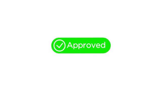 animated checkmark symbol with approved text on transparent background