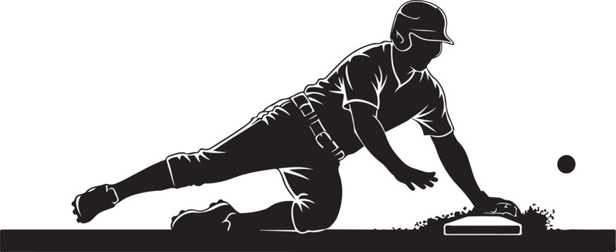 Baseball player diving for a catch on the field