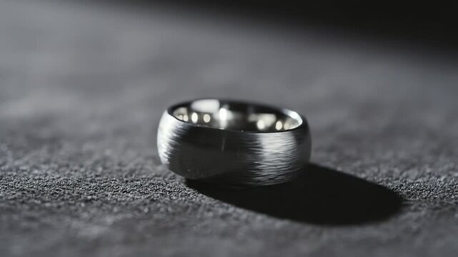 Modern Metal Ring Placed on Its Side With Shadow