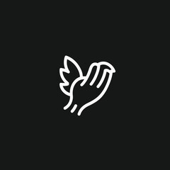 Obraz premium Abstract hand holding bird illustration on black background for design