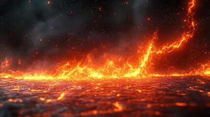 Fiery Inferno: A close-up perspective of molten lava creates a mesmerizing scene of destruction and creation. Experience the raw power and beauty of nature's most dramatic spectacle.
