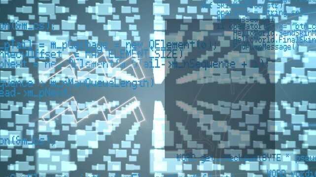 Animation of digital padlock, folders and data processing on blue background