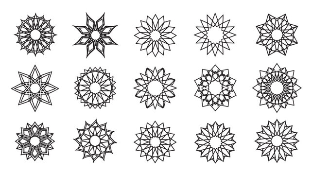 Set of 14 mandala icons vector