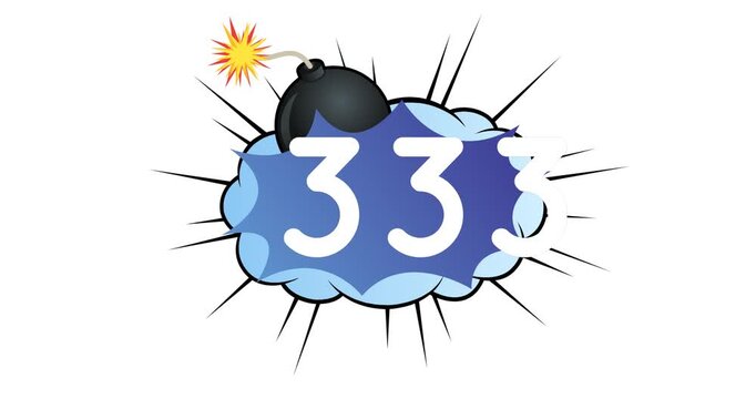Animation of numbers and cloud with bomb icons over white background