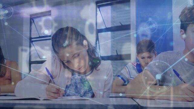 Animation of network of connections over students learning