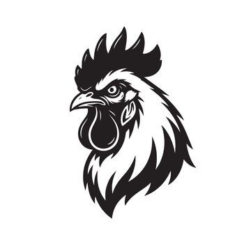 Rooster Portrait Illustration on Isolated Background
