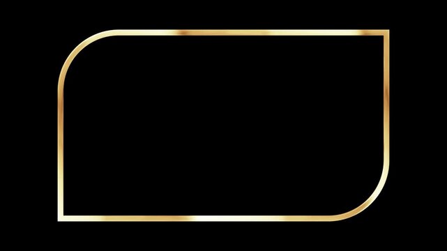 Golden fashionable border with circulating flowing golden light.alpha channel