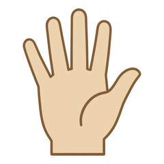 Obraz premium Filled Outline Open Palm Hand Vector Icon for App UI with Brown Border