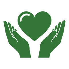 Obraz premium Green Hands Holding Heart Filled UI Icon for App UI