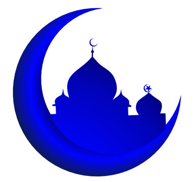 vector illustration of a mosque in blue
