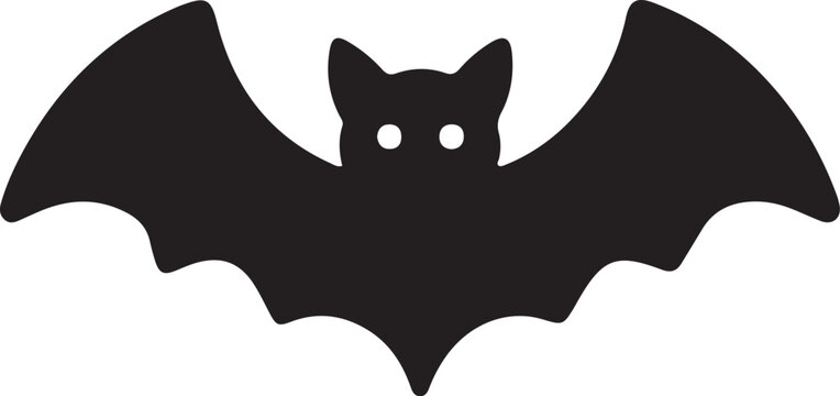 Black bat with spread wings vector silhouette illustration
