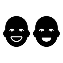Two Outline Baby Faces Side By Side Line Icon for App UI