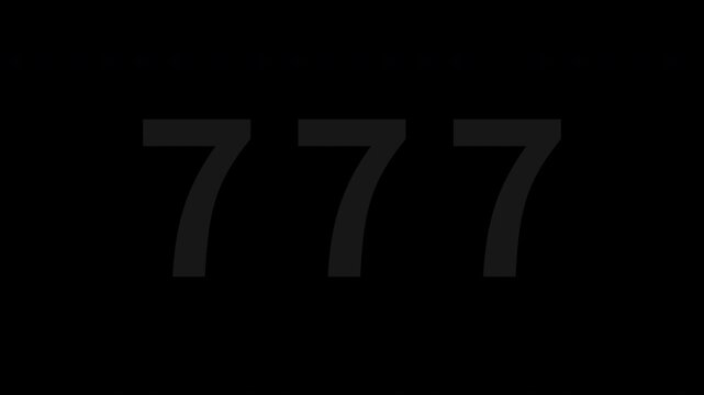 Lucky 777 Number Reveal Animation with Alpha Channel