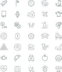 Fototapeta premium Sport and Fitness icon set. Healthy lifestyle thin line icon collection. Gym and health care icons. Vector illustration