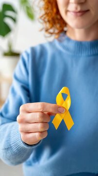 woman holding yellow awareness ribbon, endometriosis awareness month campaign, chronic pelvic pain support, painful periods education, infertility fertility treatment ivf iui