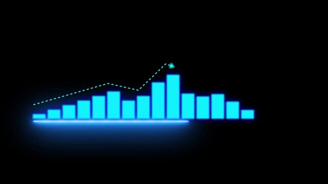 Business growth concept in graph chart showing marketing sales profit increasing to future target. graph fluctuating in suitable for showing business stable up down, animation info graphic 4k video