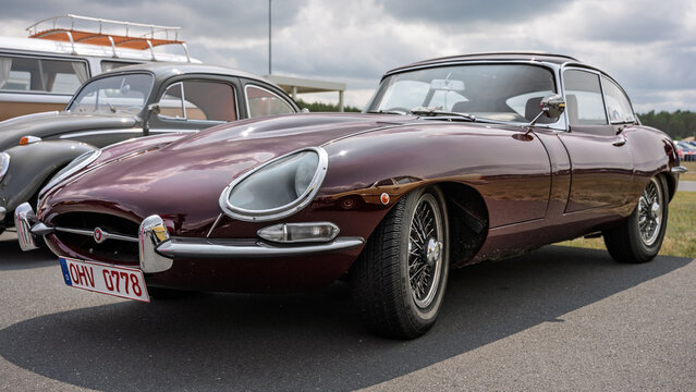 LINTHE, GERMANY - JUNE 08, 2025: Sports car Jaguar E-Type (Series 1), 1961&ndash;1968. Die Oldtimer Show.