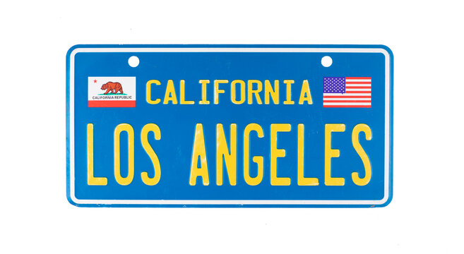 California license plate of Los Angeles isolated on white background