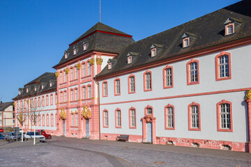 Fototapeta premium Historic buildings of the benectine abbey on the square in Prum, Germany