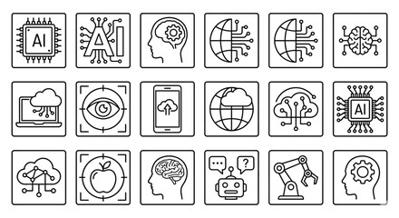 Fototapeta premium A comprehensive collection of vector icons and business symbols featuring people, web design elements, communication signs, and internet buttons for professional mobile and computer interface