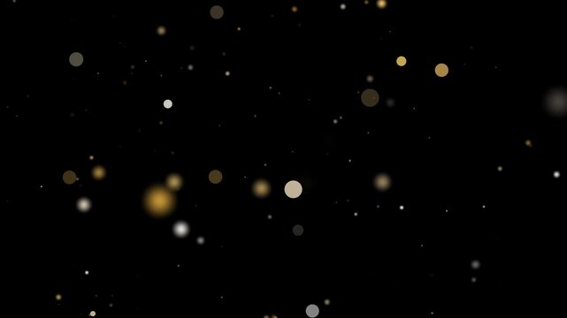 gold glitter dust bokeh background loop 4k video. gold sparkles particles stars black background video. colorful happy birthday celebration backgrounds concept. christmas glittering new year.
