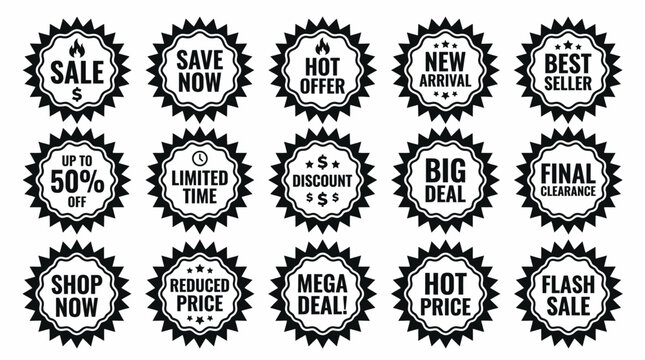 Black and white sale discount labels.