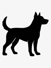 Minimalist Style Side View Standing Dog Silhouette