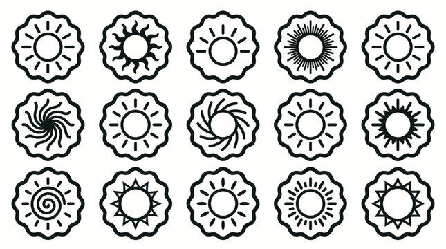 Collection of various sun icons.