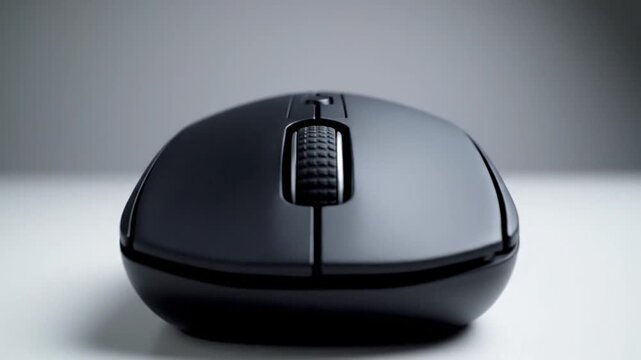 Sleek dark wireless computer mouse, an essential technology peripheral for modern computing and efficient digital work, photographed with a clean, minimalist background