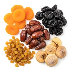 Obraz premium Assorted Dried Fruits and Fruits in Light Background