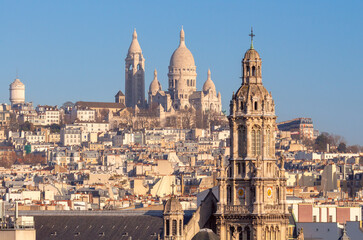 Fototapeta premium View toward Montmartre hill with basilica in Paris