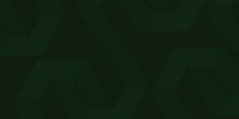 Obraz premium Abstract dark green background with glowing geometric lines. Modern shiny hexagon lines pattern. vector illustration