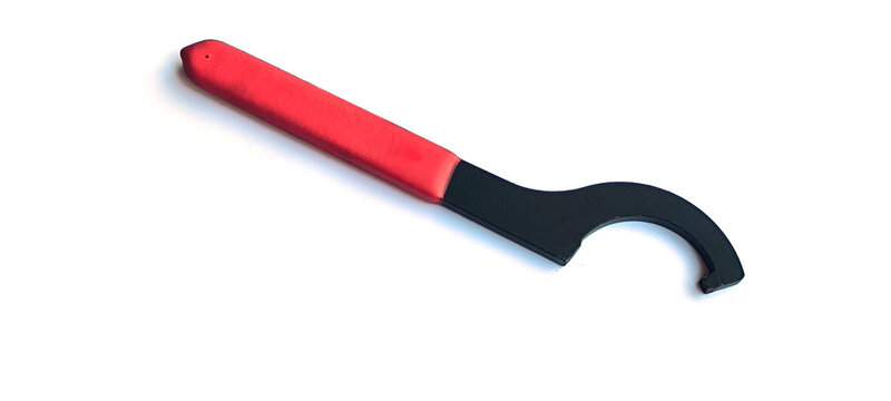 Hook spanner wrench used for tightening  collet nuts on  machines . Made from high carbon steel.