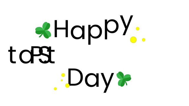 Happy St. Patrick's Day Animated Typography with Shamrocks and Leprechaun Hat