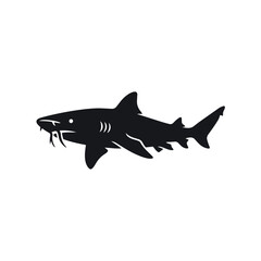 Obraz premium Black Nurse Shark Silhouette Vector - Ginglymostoma Cirratum Marine Life Icon